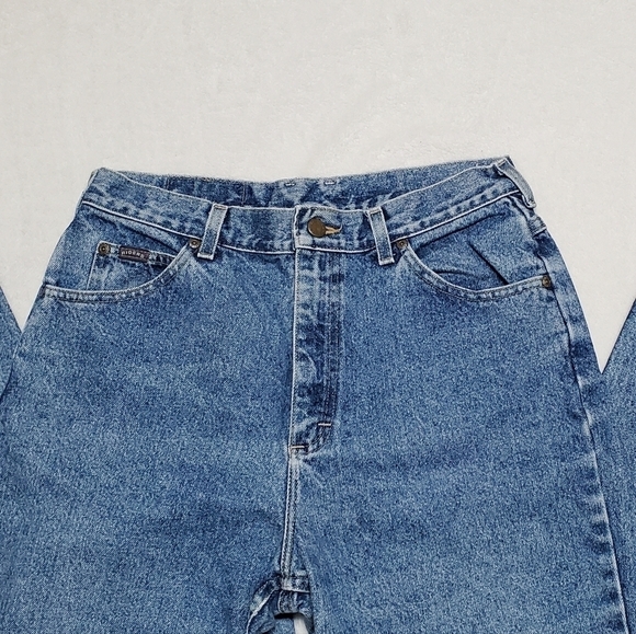 VINTAGE 90s Lee Mid Wash Distressed Stone Wash High Rise Jeans 12 Long - Picture 5 of 13